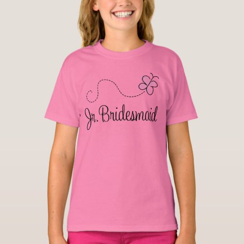 Beautiful Pink Butterfly Jr Bridesmaid Tee