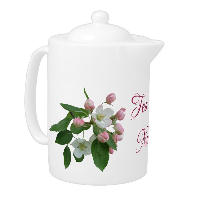 Beautiful pink cherry apple blossom floral tea pot (Left)