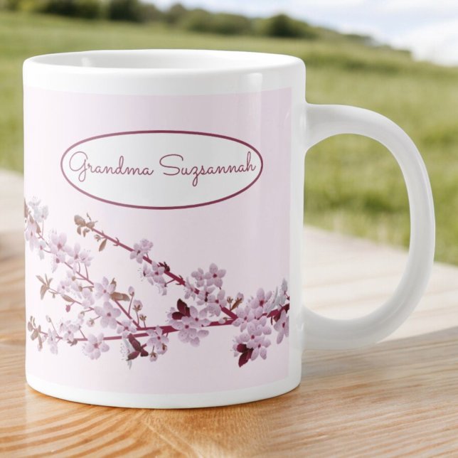 Beautiful Pink Cherry Blossom Custom Two-To-Sided Giant Coffee Mug (Creator Uploaded)