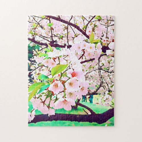 Beautiful pink cherry blossom Japan travel Jigsaw Puzzle