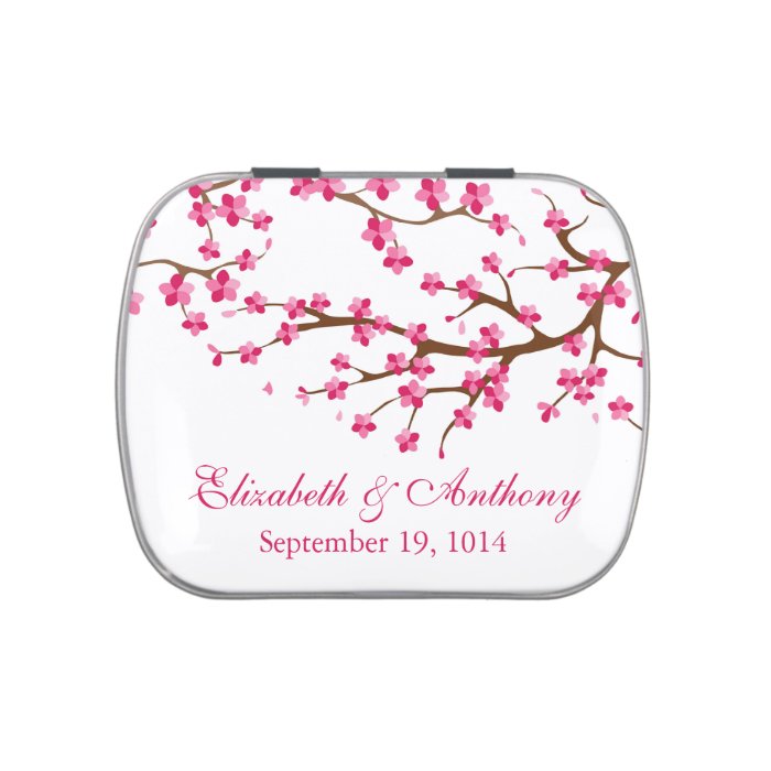 Beautiful Pink Cherry Blossom Wedding Favor Candy Candy Tin