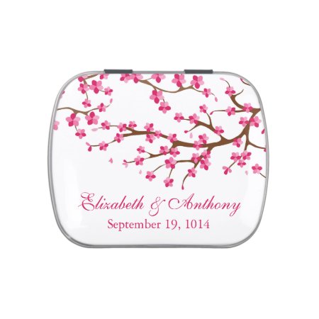 Beautiful Pink Cherry Blossom Wedding Favor Candy Jelly Belly Candy Ti