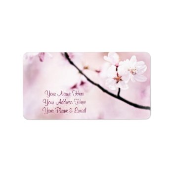 Beautiful Pink Cherry Blossoms White Sunshine Tree Label by BeverlyClaire at Zazzle