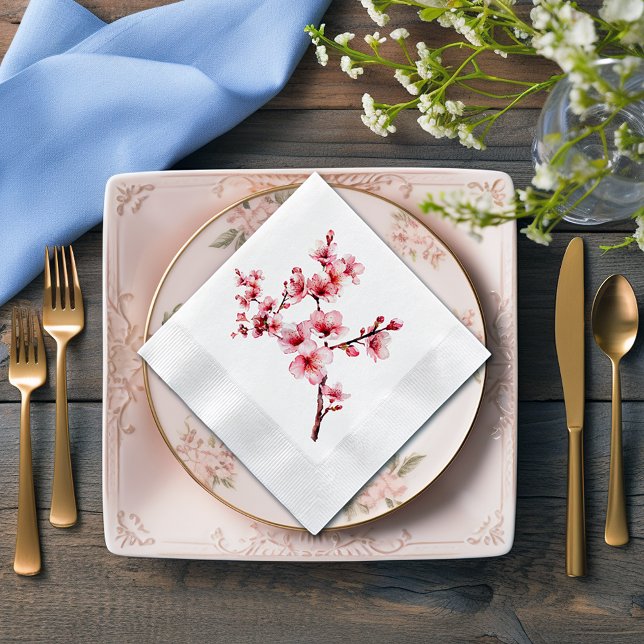 Beautiful Pink Cherry Tree Blossoms Napkins (Creator Uploaded)