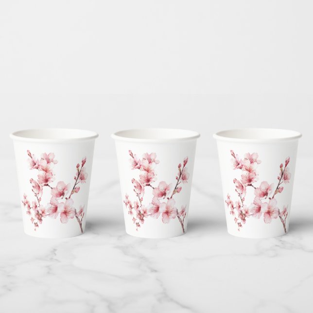 Beautiful Pink Cherry Tree Blossoms Paper Cups (Multi)