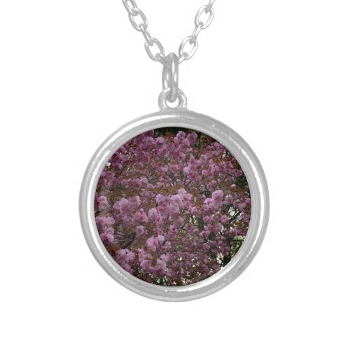 Beautiful Pink Cherry Tree Photography  Silver Plated Necklace