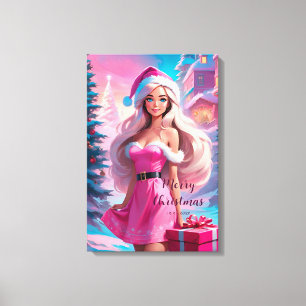 Beautiful Pink Christmas Girl 01 Canvas Print