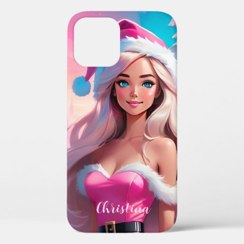 Beautiful Pink Christmas Girl 01 iPhone 12 Pro Case