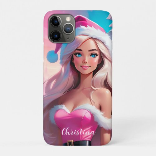 Beautiful Pink Christmas Girl 01 iPhone 11 Pro Case