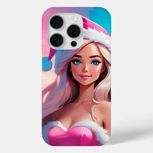 Beautiful Pink Christmas Girl 01 iPhone 15 Pro Case