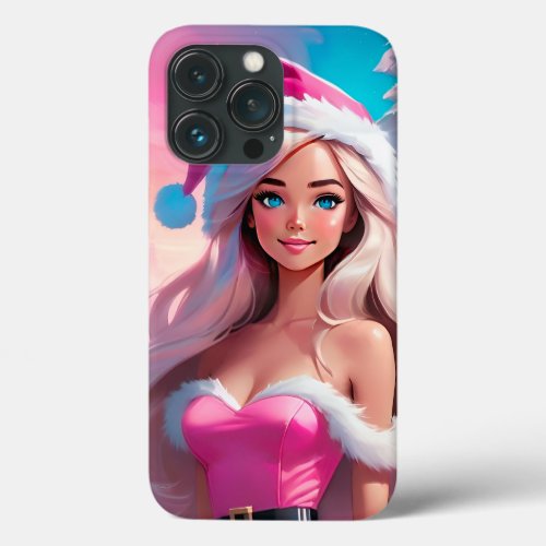Beautiful Pink Christmas Girl 01 iPhone 13 Pro Case