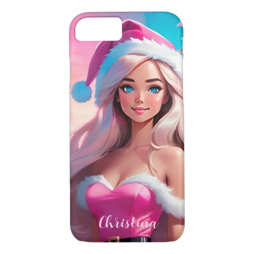 Beautiful Pink Christmas Girl 01 iPhone 87 Case
