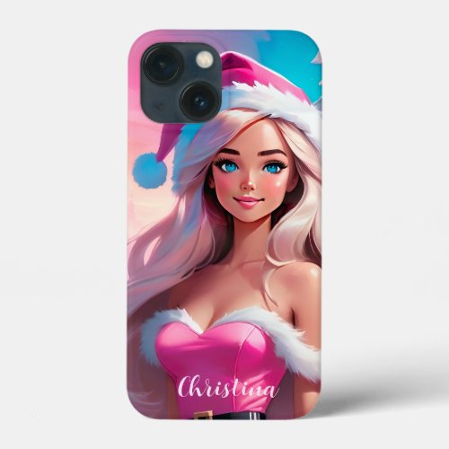 Beautiful Pink Christmas Girl 01 iPhone 13 Mini Case