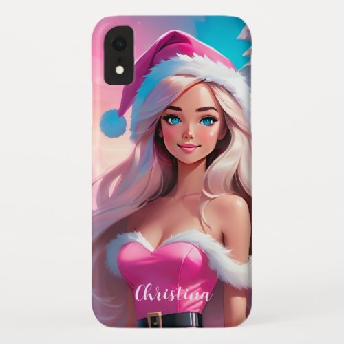 Beautiful Pink Christmas Girl 01 iPhone XR Case