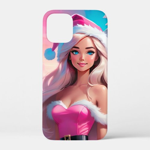 Beautiful Pink Christmas Girl 01 iPhone 12 Mini Case