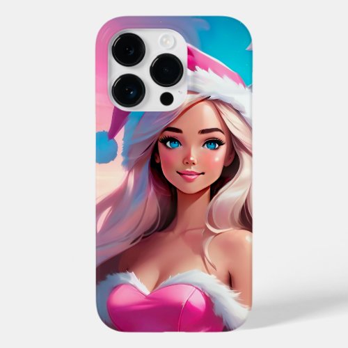 Beautiful Pink Christmas Girl 01 Case_Mate iPhone 14 Pro Case