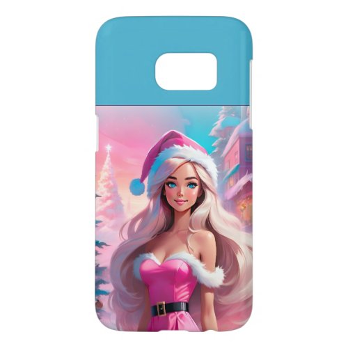 Beautiful Pink Christmas Girl 01 Samsung Galaxy S7 Case