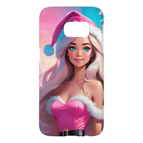 Beautiful Pink Christmas Girl 01 Samsung Galaxy S7 Case