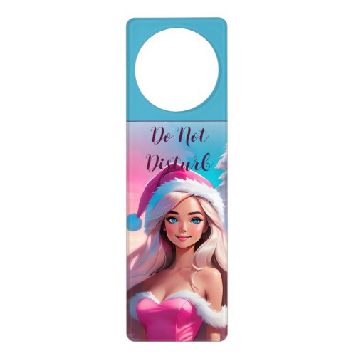 Beautiful Pink Christmas Girl 01 Door Hanger