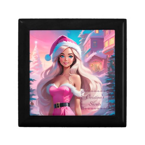 Beautiful Pink Christmas Girl 01 Gift Box