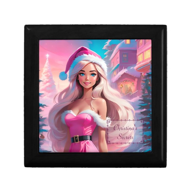 Beautiful Pink Christmas Girl 01 Gift Box (Front)