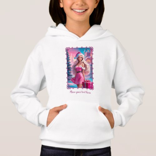 Beautiful Pink Christmas Girl 01 Hoodie