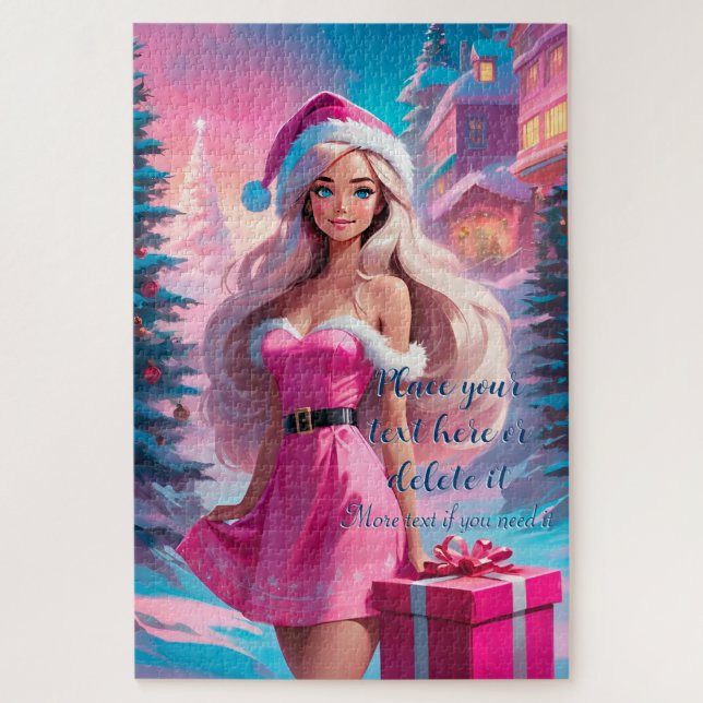 Beautiful Pink Christmas Girl 01 Jigsaw Puzzle (Vertical)