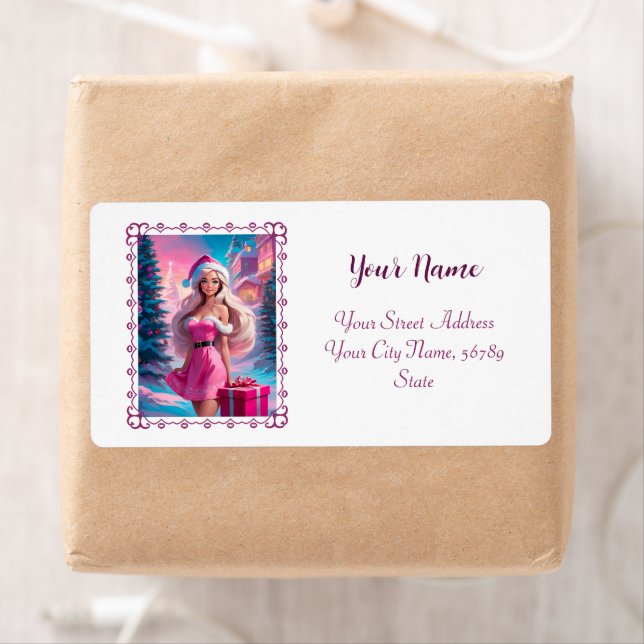Beautiful Pink Christmas Girl 01 Label (Insitu)