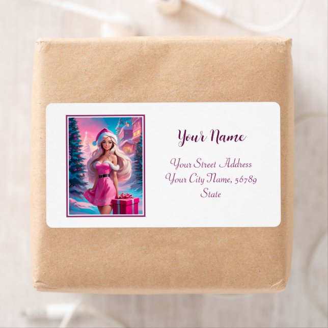 Beautiful Pink Christmas Girl 01 Label (Insitu)