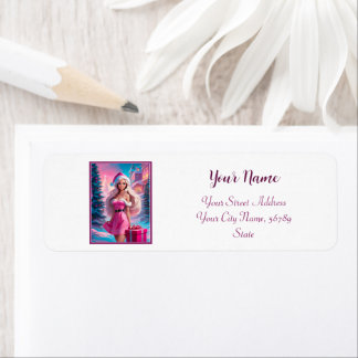 Beautiful Pink Christmas Girl 01 Label