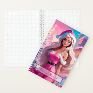 Beautiful Pink Christmas Girl 01 Notebook