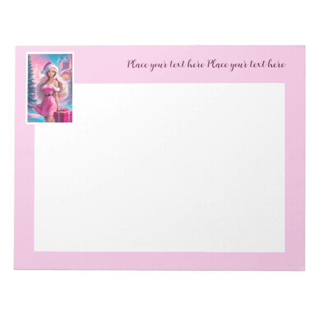 Beautiful Pink Christmas Girl 01 Notepad (Front)