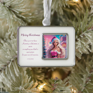 Beautiful Pink Christmas Girl 01 Ornament