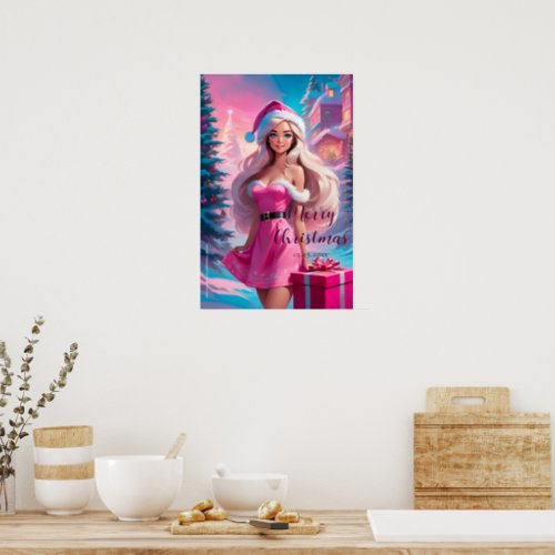 Beautiful Pink Christmas Girl 01 Poster