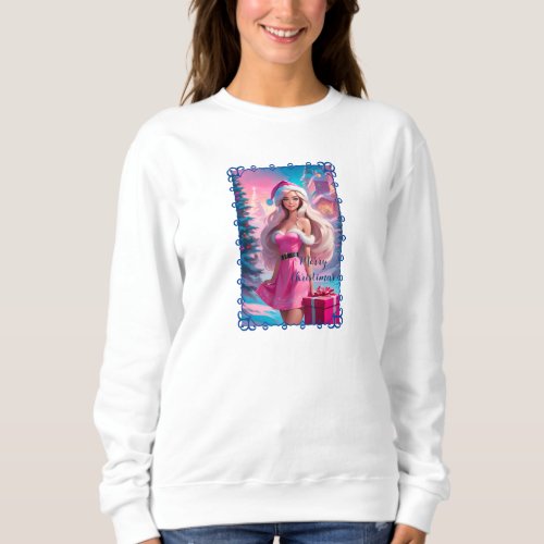 Beautiful Pink Christmas Girl 01 Sweatshirt