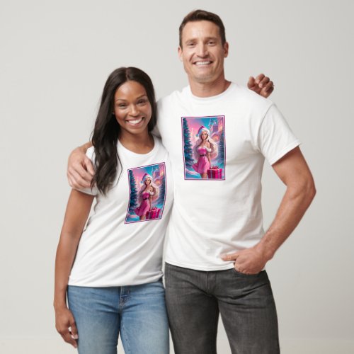 Beautiful Pink Christmas Girl 01 T_Shirt