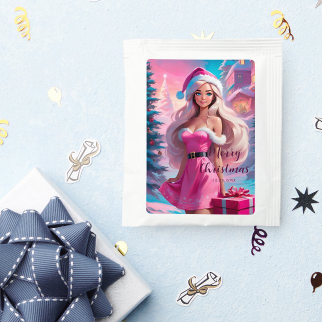 Beautiful Pink Christmas Girl 01 Tea Bag Drink Mix (Packets)