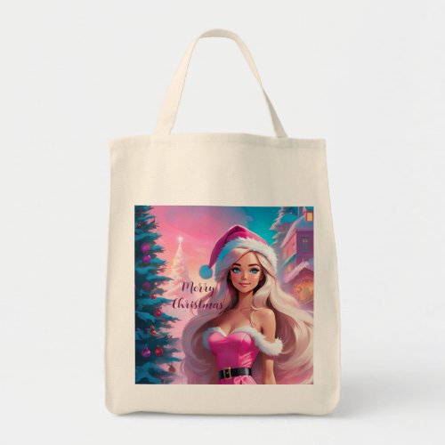 Beautiful Pink Christmas Girl 01 Tote Bag