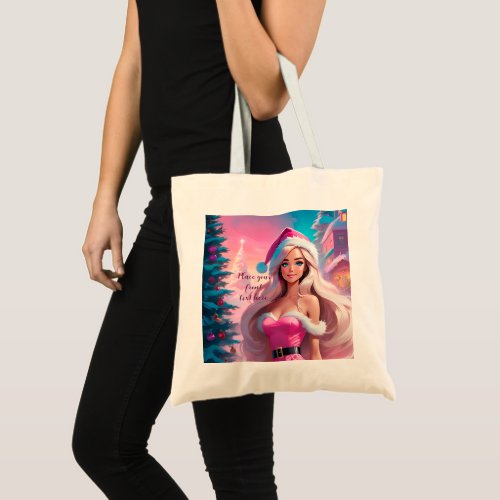 Beautiful Pink Christmas Girl 01 Tote Bag