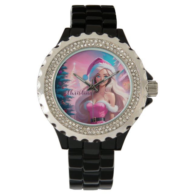 Beautiful Pink Christmas Girl 01 Watch (Front)