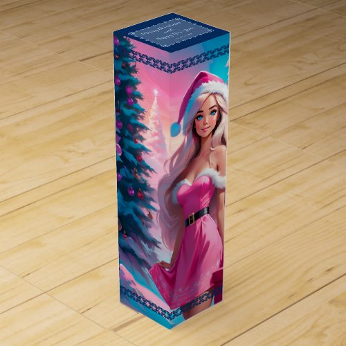 Beautiful Pink Christmas Girl 01 Wine Box