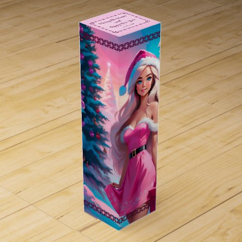 Beautiful Pink Christmas Girl 01 Wine Box