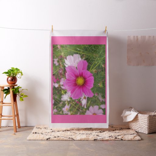 Beautiful Pink Cosmos Flower Fabric