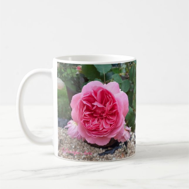 Beautiful Pink Country Rose Floral Gardener's Mug (Left)