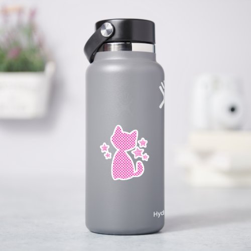 Beautiful Pink Cute Kitten with Asterisks Sticker