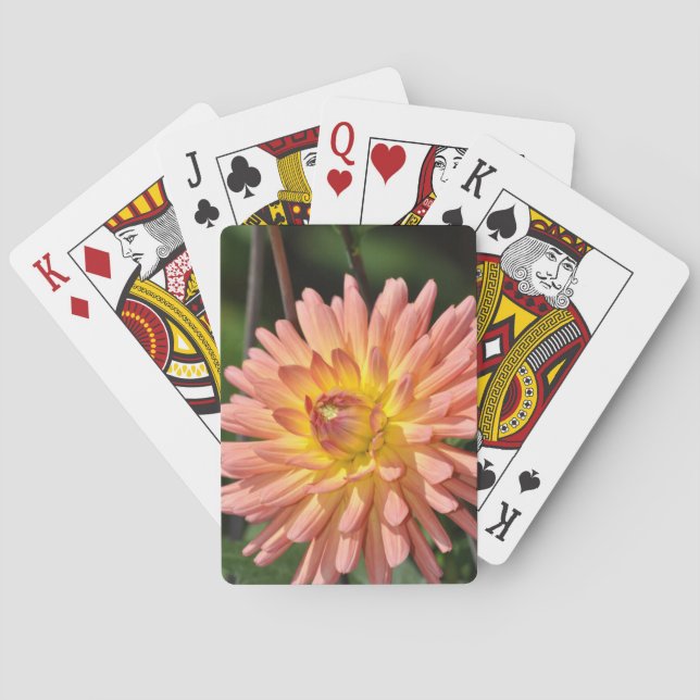 Beautiful pink dahlia floral print poker cards (Back)