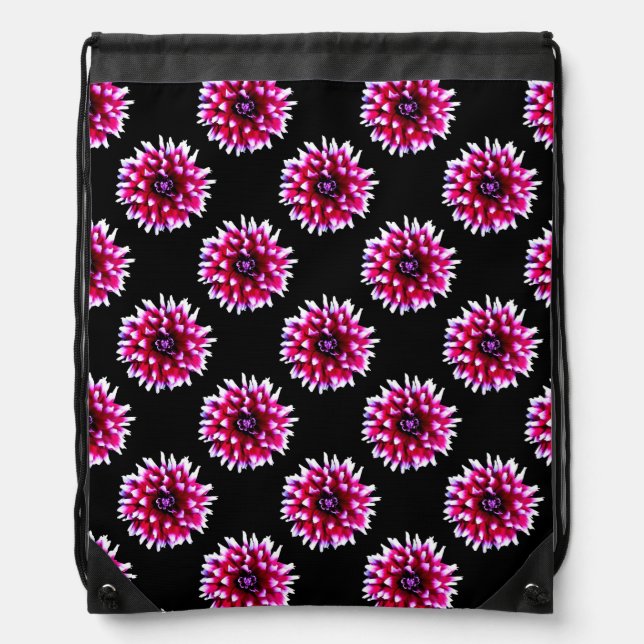 Beautiful Pink Dahlia Flower Nature  Pattern Drawstring Bag (Front)