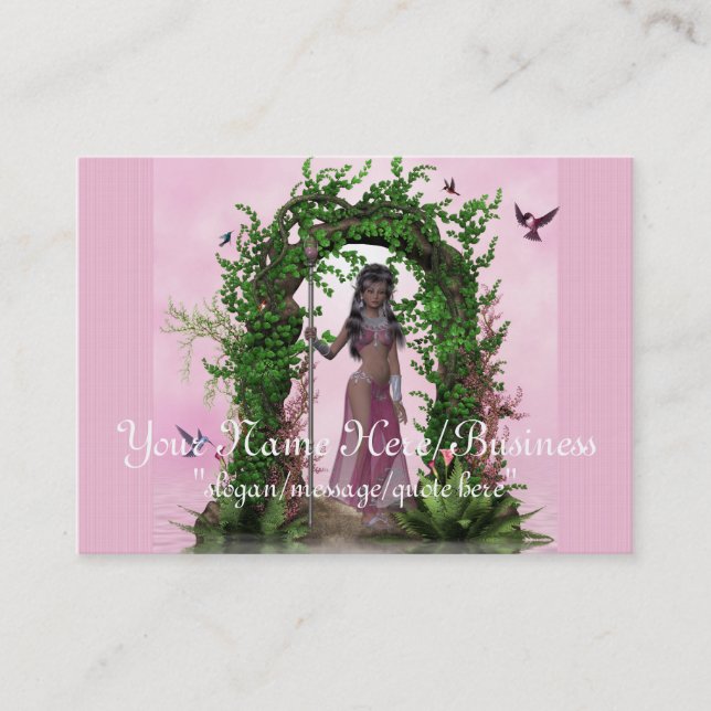 Beautiful Pink Elf Fantasy Business Cards (Front)