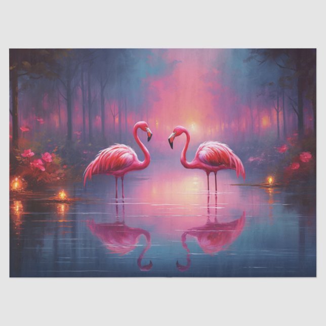 Beautiful Pink Flamingo Bird Decoupage Tissue Paper (Front)