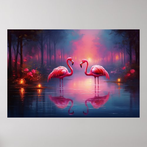  Beautiful Pink Flamingo Bird Poster